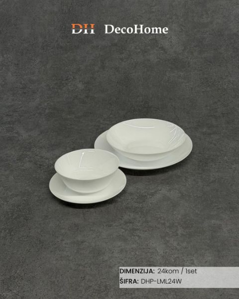 Slika Set za ručavanje od arkopala za 6 osoba beli / 24kom - DHP-LML24W