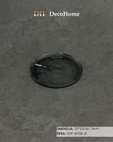 Slika Stakleni tanjir 33*2,5cm / 1kom - DHP-WY38-01