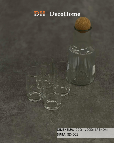 Slika Stakleni bokal 900ml i čaše 200ml / 5kom - DHP-SD-022