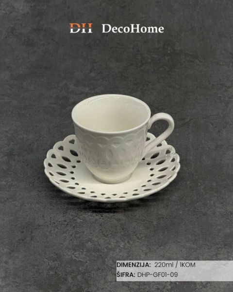 Slika Porcelanska šolja + tacna 220ml / 1kom - DHP-GF01-09