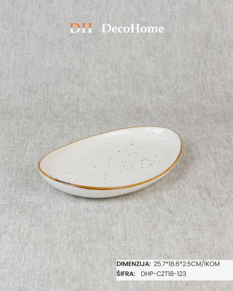 Slika Porcelanski tanjir 25.7*18.6*2.5cm /1kom - DHP-CZT 18-123