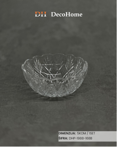 Slika Staklene činije 21.5*9.7*7.8cm / 11.7*5.8*6.5cm / 5kom - DHP-1988-168B