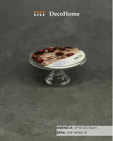 Slika Staklena činija sa postoljem 21*10cm / 1kom - DHP-WY03-01