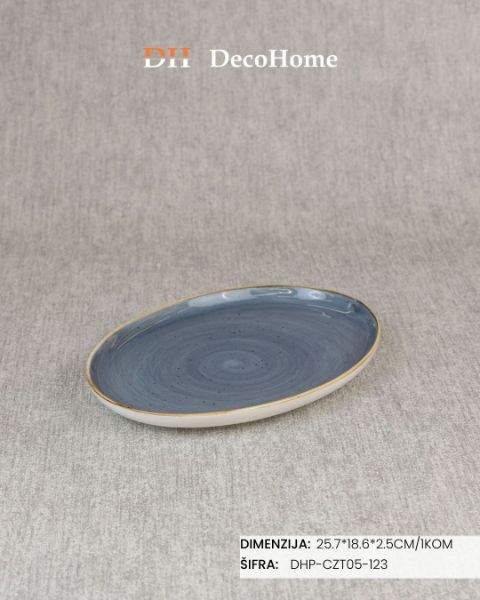 Slika Porcelanski tanjir 25,7*18,6*2,5cm / 1kom - DHP-CZT05-123