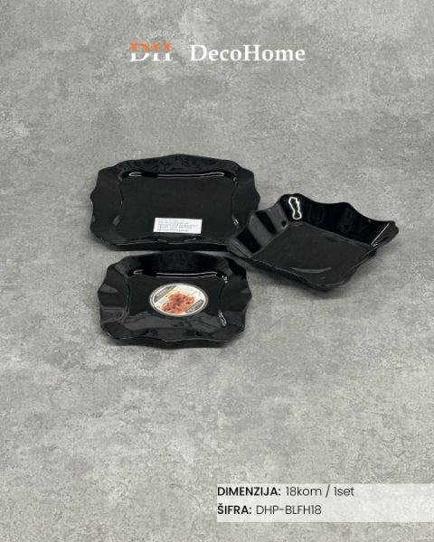 Slika Set za ručavanje od arkopala za 6 osoba crni / 18kom - DHP-BLFH18