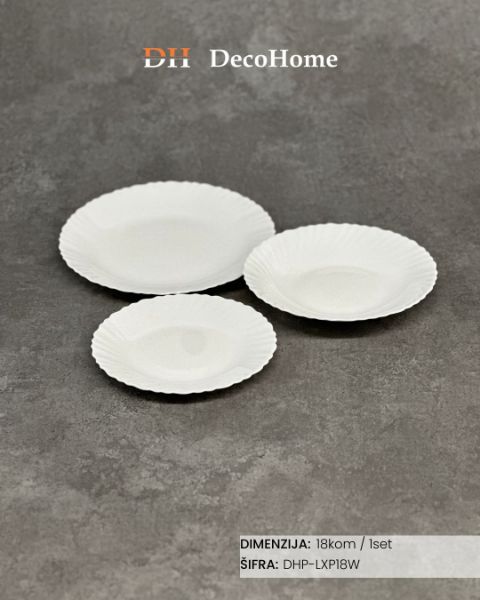 Slika Set za ručavanje od arkopala za 6 osoba beli / 18kom - DHP-LXP18W