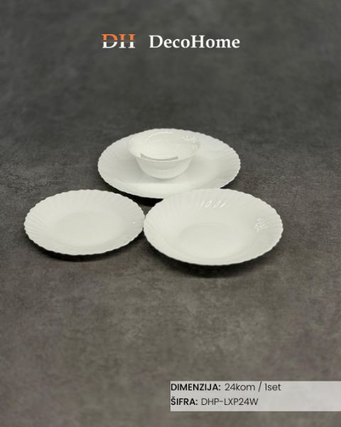 Slika Set za ručavanje od arkopala za 6 osoba beli / 24kom - DHP-LXP24W