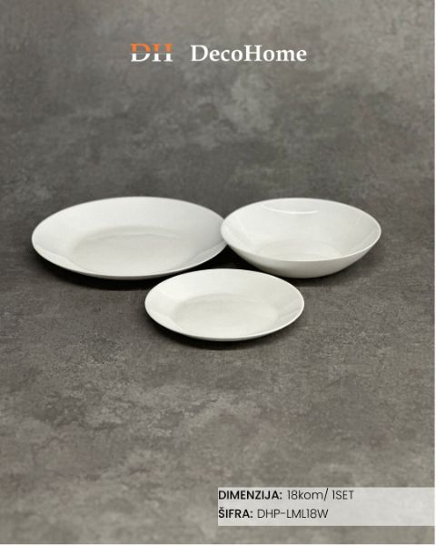 Slika Set za ručavanje od arkopala za 6 osoba beli / 18kom - DHP-LML18W
