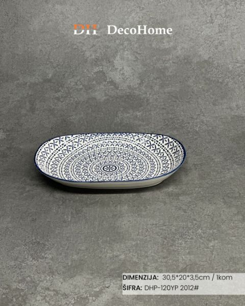 Slika Porcelanski tanjir 30.5*20*3.5cm / 1kom - DHP-120YP 2012#