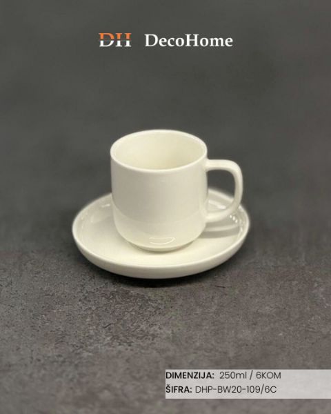 Slika Porcelanske šolje 250ml / 6kom - DHP-BW20-109/6C