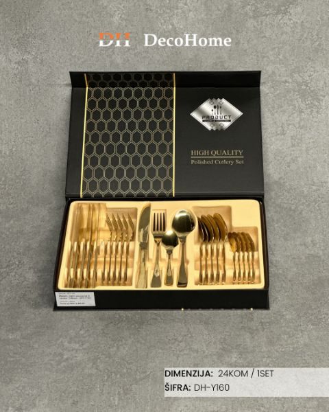 Slika Metalni zlatni escajg za 6 osoba / 24kom - DH-Y160