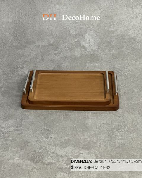 Slika Drveni poslužavnici 39*28*1.7/33*24*1.7 / 2kom - DHP-CZT41-32