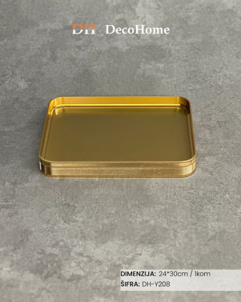 Slika Metalni zlatni poslužavnik 24*30cm / 1kom - DH-Y208
