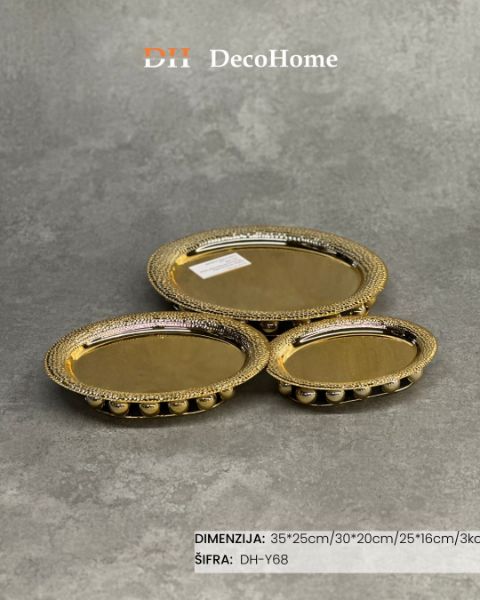 Slika Zlatne servirne plate 35*25cm/30*20cm/25*16cm / 3kom - DH-Y68