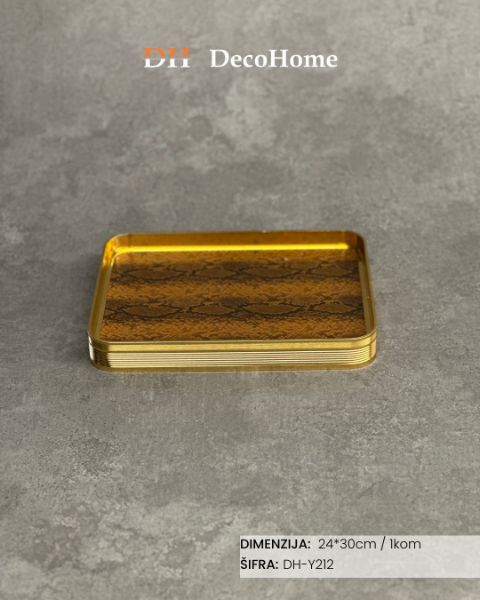 Slika Metalni zlatni print poslužavnik 24*30cm / 1kom - DH-Y212