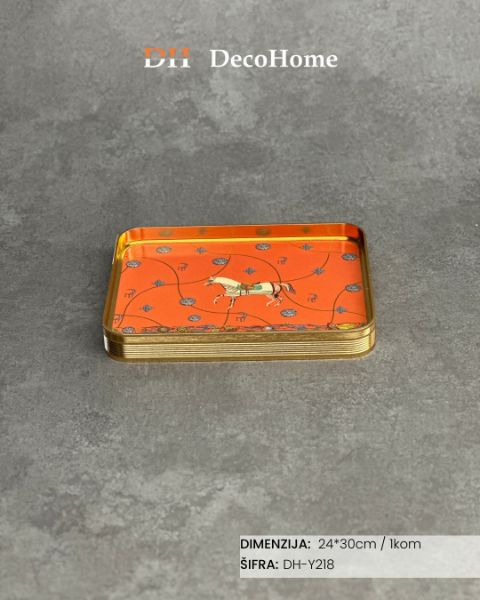 Slika Metalni Herm narandžasti poslužavnik 24*30cm / 1kom - DH-Y218