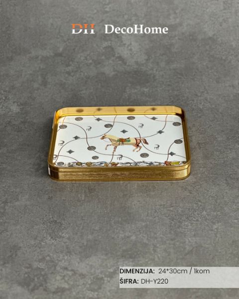 Slika Metalni Herm beli poslužavnik 24*30cm / 1kom - DH-Y220