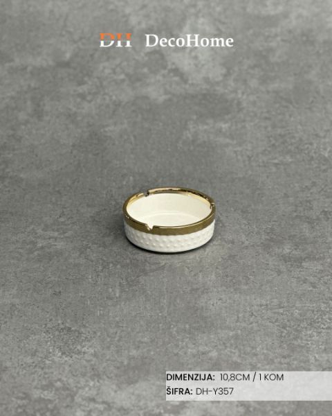 Slika Keramička pepeljara 10,8cm bela/ 1kom - DH-Y357