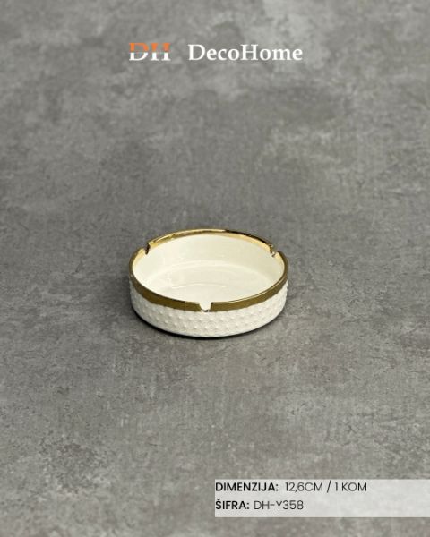 Slika Keramička pepeljara 12,6cm bela / 1kom - DH-Y358