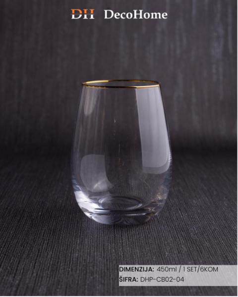 Slika Staklne čaše 450ml / 6kom - DHP-CB02-04