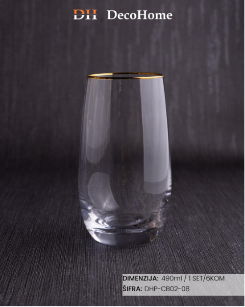 Slika Staklene čaše 490ml / 6kom - DHP-CB02-08