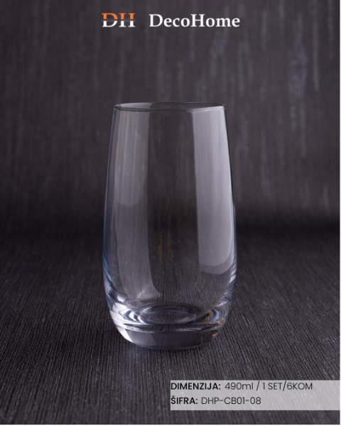 Slika Staklene čaše 490ml / 6kom - DHP-CB01-08