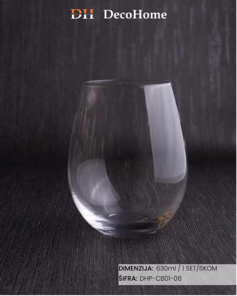 Slika Staklene čaše 630ml / 6kom - DHP-CB01-06