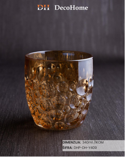 Slika Staklena čaša zlatna 340ml/ 1kom DH-Y409