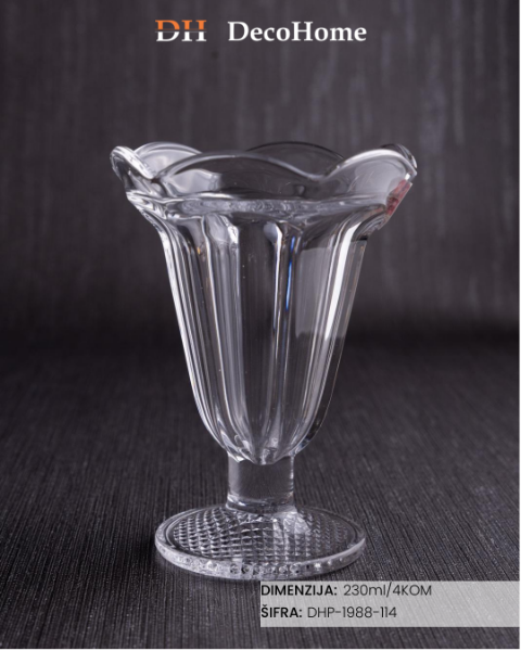 Slika Staklene činije za sladoled 230ml / 4kom - DHP-1988-114