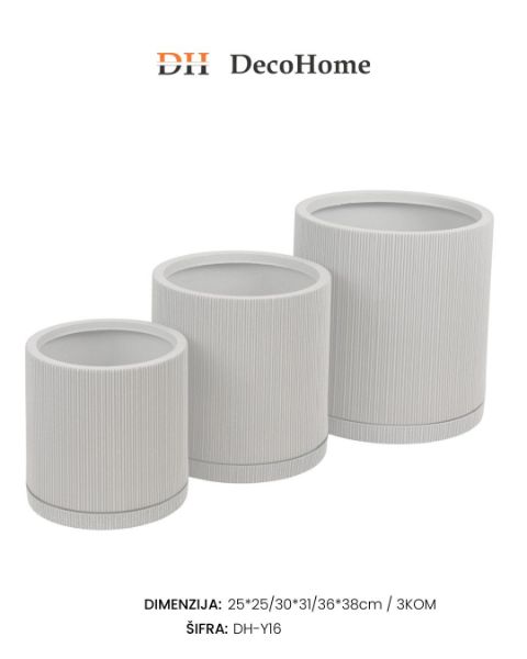 Slika Saksija PVC (25*25cm / 30*31cm / 36*38cm)/ 3kom / DH-Y16